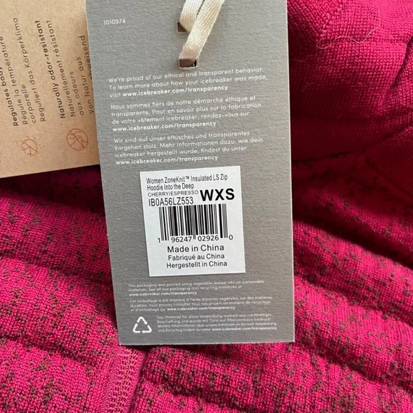 Ladies Icebreaker Zoneknit Long Sleeve Zip Hoodie - XS - brand new with tags - Picture 2 of 5